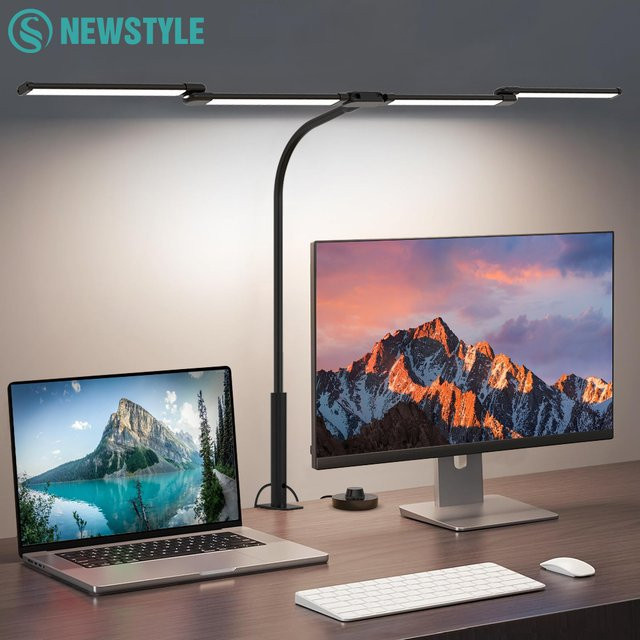 Augenschonende LED-Schreibtischlampe in Schwarz mit 24 W, stufenlos dimmbar und flexibel verstellbar für Home Office und professionelle Anwendungen - Bild 1
