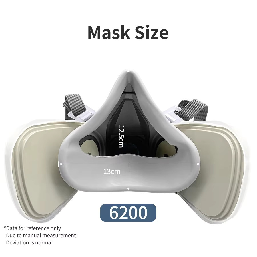 Karocola Halbgesichts-Gasmaske als Sicherheits-Atemschutzmaske in Grau mit 5N11 Partikelfilter und 6001 Filter für industrielles Arbeiten und Farbspray-Anwendungen - Bild 2