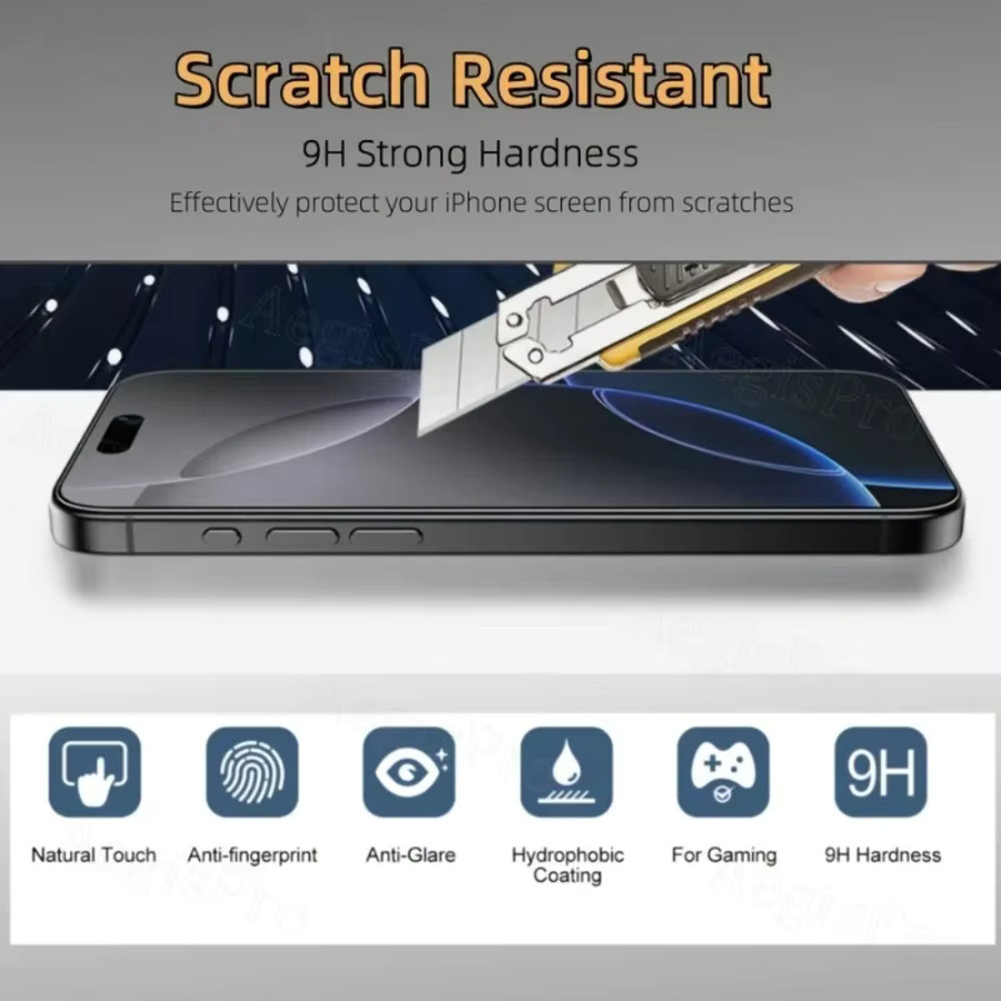 2 Stück mattierte Privatsphäre-Schutzfolien aus gehärtetem Glas für iPhone 17 16 15 14 13 12 11 Pro Max Serie - Bild 3