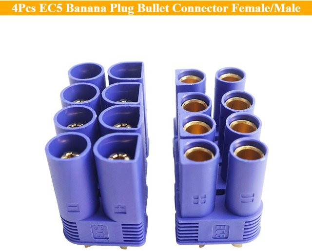 4er-Set EC5 Bananenstecker Set mit männlichen und weiblichen Bullet Steckern in Blau für RC ESC LIPO Batterien und Drohnen Zubehör - Bild 1