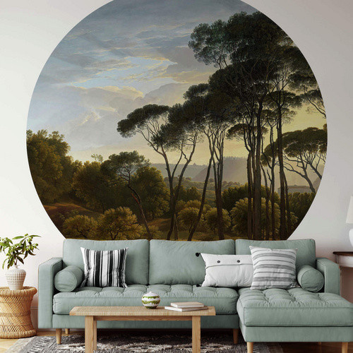 K&L Wall Art Runde Vliestapete Voogd Vintage Landschaft Wald, mehrfarbig, matt - Bild 2