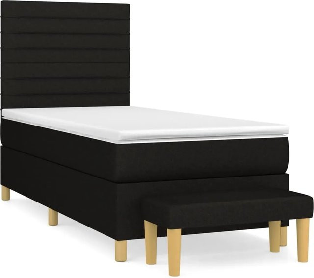 vidaXL Boxspringbett Hybrid mit Matratze und Kopfteil in Schwarz, B/T/H: 80 x 200 x 118 cm - Bild 1