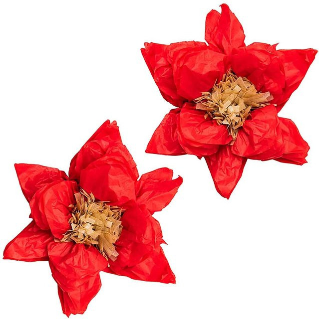 Rico Design Weihnachtsstern Seidenpapierblumen in Rot, 2 Stück, Höhe: 25 cm - Bild 1