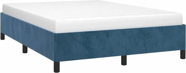 vidaXL Bettgestell gepolstert aus Samt in Dunkelblau B/T/H: 140 x 190 x 143 cm - Bild 1