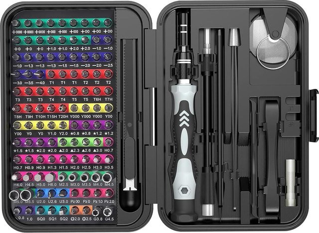 132-in-1 Präzisions-Schraubendreher-Set in Schwarz mit magnetischen Werkzeugen für Handy- und Computer-Reparaturen - Bild 1