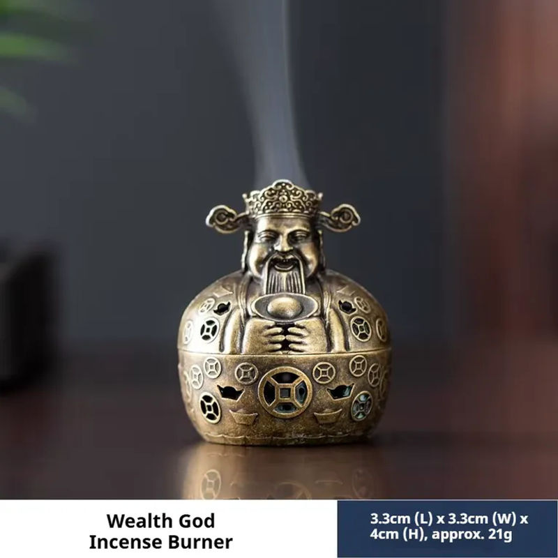 CANYAN Weihrauchbrenner Gott of Wealth in Gold aus Holz und Metall für Aromatherapie und Teezeremonien - Bild 3