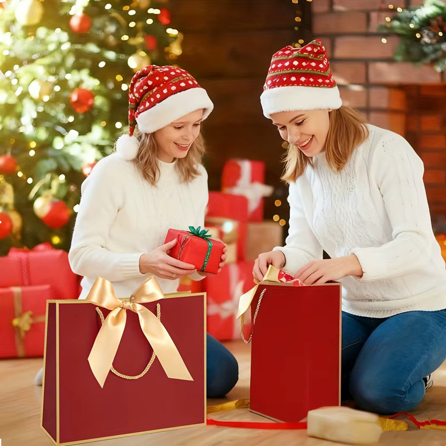 10 Stück Dankeschön-Geschenktüten aus Papier von DUTRIEUX in Rot mit Schleifenbändern für Hochzeiten, Partys und Geburtstage - Bild 2