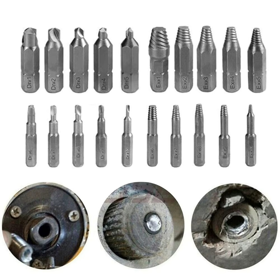 Vibratite Schrauben-Extractor Set in Silber, 10-teiliges Set zum Entfernen beschädigter Schrauben und Sechskantschrauben, Durchmesser: 4 mm bis 6,35 mm - Bild 4