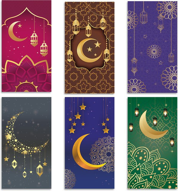 6 Stück Eid Mubarak Geldumschläge aus Papier für Ramadan Eidi Geschenkkartenhalter Eid al Fitr und Eid al Adha - Bild 1