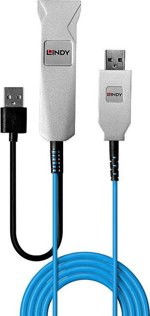 Lindy USB 3.2 Gen1 Fibre Optic USB-A auf USB-A Verlängerungskabel, Blau/Silber, 30 m - Bild 1
