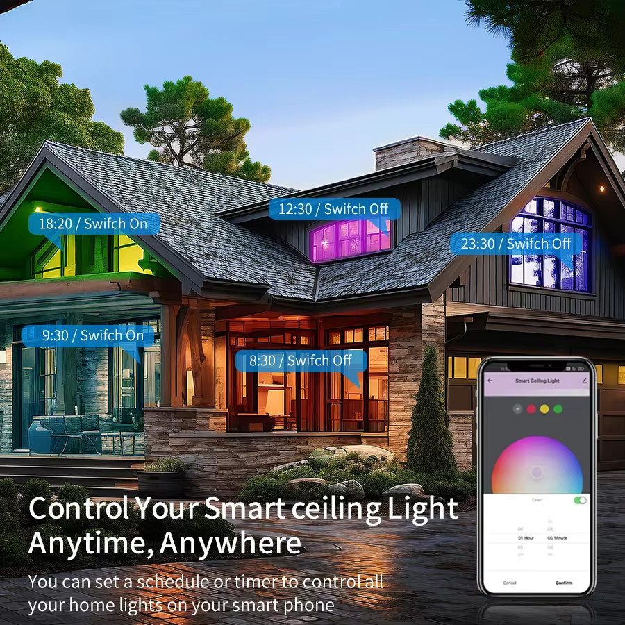GGBEE Smart LED Deckenlampe RGB 24W mit Tuya WiFi, RF Fernbedienung und App-Steuerung für Alexa und Google Home - Bild 5