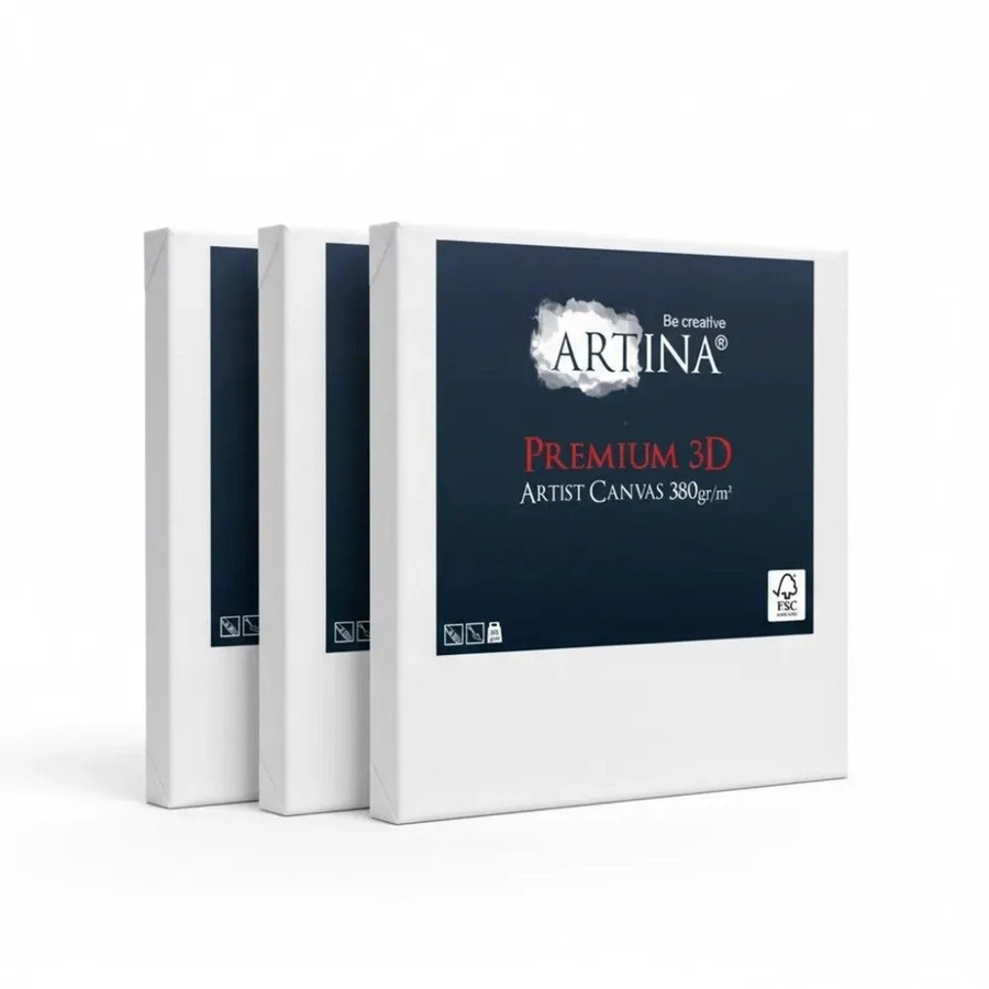 Artina Premium 3D Keilrahmen Set aus FSC Holz und Baumwolle, Weiß, 3-teilig, B: 50 cm, H: 150 cm - Bild 2