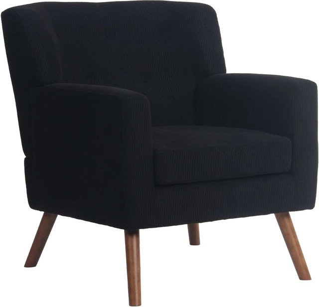 DELUKE Lounger Sessel MUSCAT Cord in Schwarz mit Armlehnen, B/T/H: 72 x 74 x 80 cm - Bild 1