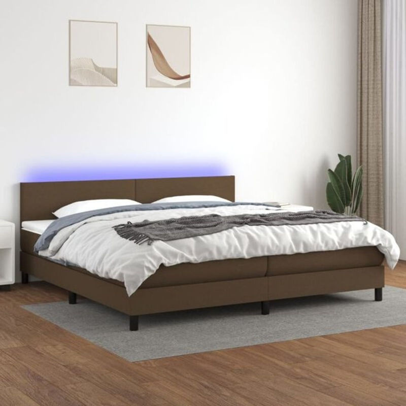 vidaxl Boxspringbett mit Matratze in Braun aus Stoff, B/T/H: 200 x 200 x 200 cm - Bild 1