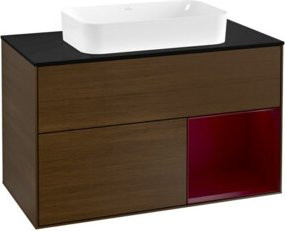 V&B Waschtischunterschrank Finion mit Wandbeleuchtung in Walnuss, Breite: 100 cm - Bild 1