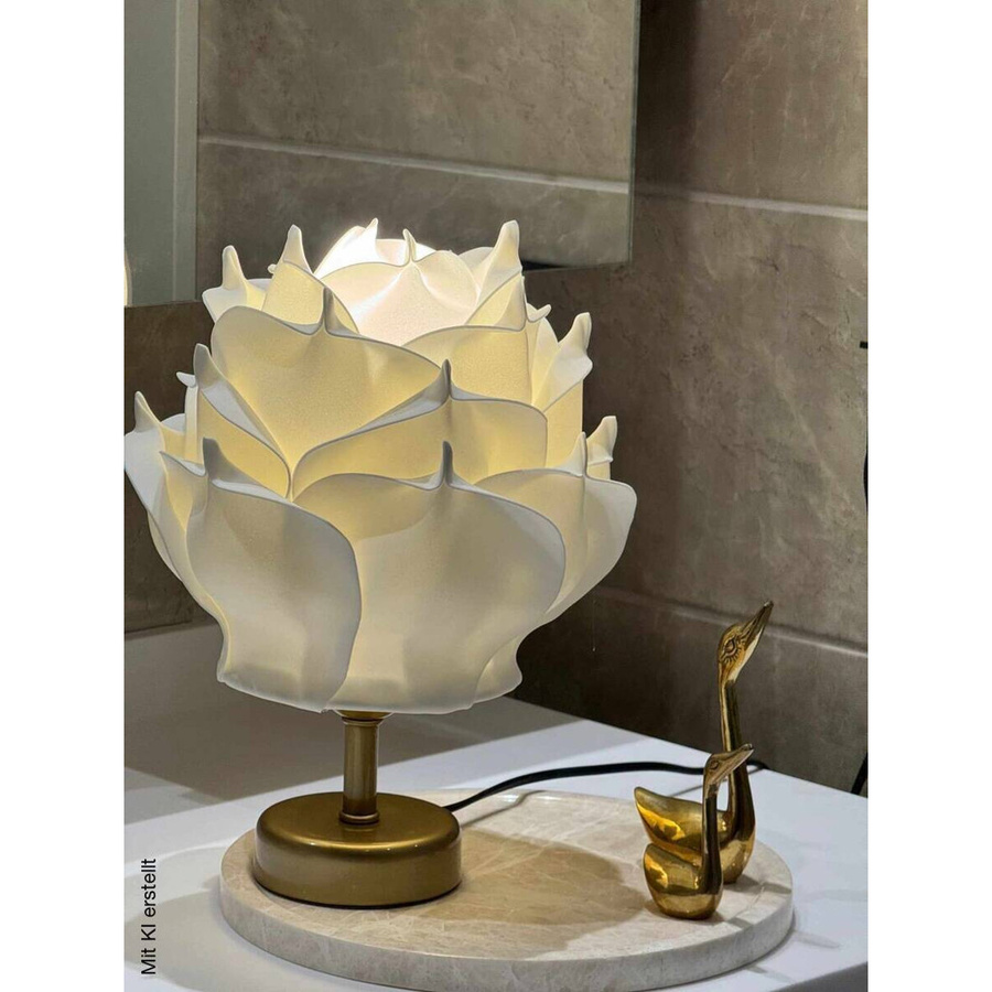 Opviq Tischleuchte aus Metall in Weiß und Gold, B/H/T: 25 x 35 x 25 cm - Bild 3