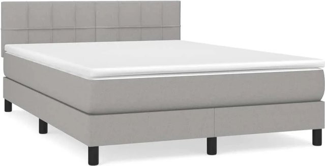 vidaXL Boxspringbett Hybrid mit Matratze und Taschenfederkern, Hellgrau, B/T: 140 x 200 cm - Bild 1