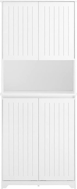 SoBuy Badezimmer-Hochschrank in Weiß mit 4 Türen und offenen Regalfächern, B/T/H: 70 x 37 x 170 cm - Bild 1