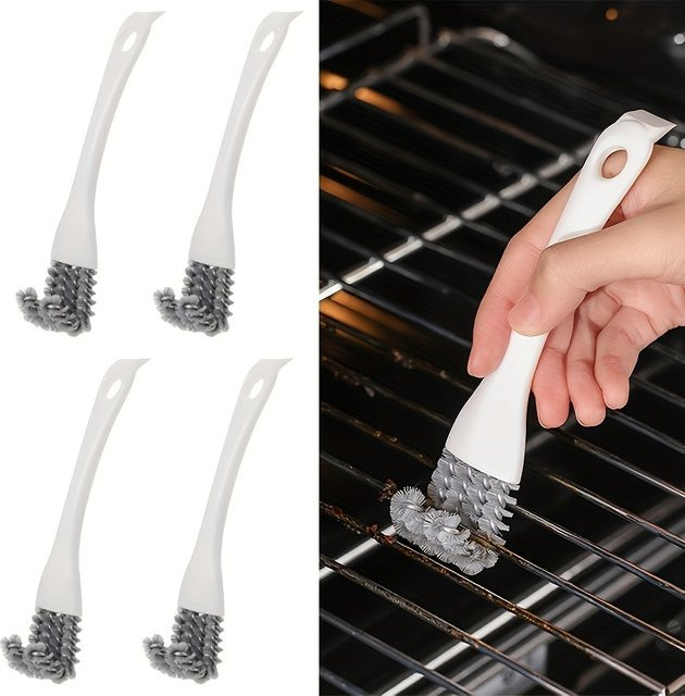 Houseeker BBQ Grill Reinigungsbürste mit Schaber, V-förmige Hakenbürste für Grillnetz, Ofen und Backblech, Weiß - Bild 1