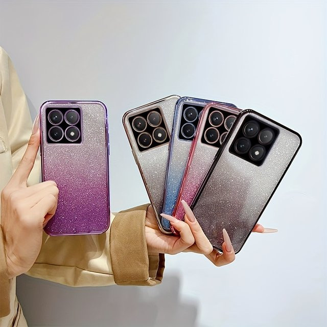 Luxus Silikon Handyhülle mit Gradient Glitter Überzug für Xiaomi CIVI 2 3 4Pro 10S 11T 12SuLTRA 13 13Ultra 14T 14TPro in Silber Multicolour - Bild 1