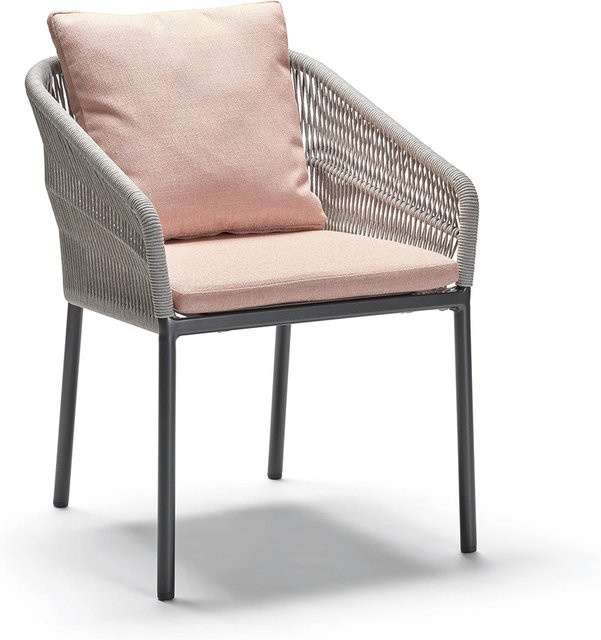 Stern Stapelsessel Jella Aluminium anthrazit matt Kordel Stone mit Kissenset Lychee aus 100% Polyacryl - Bild 1