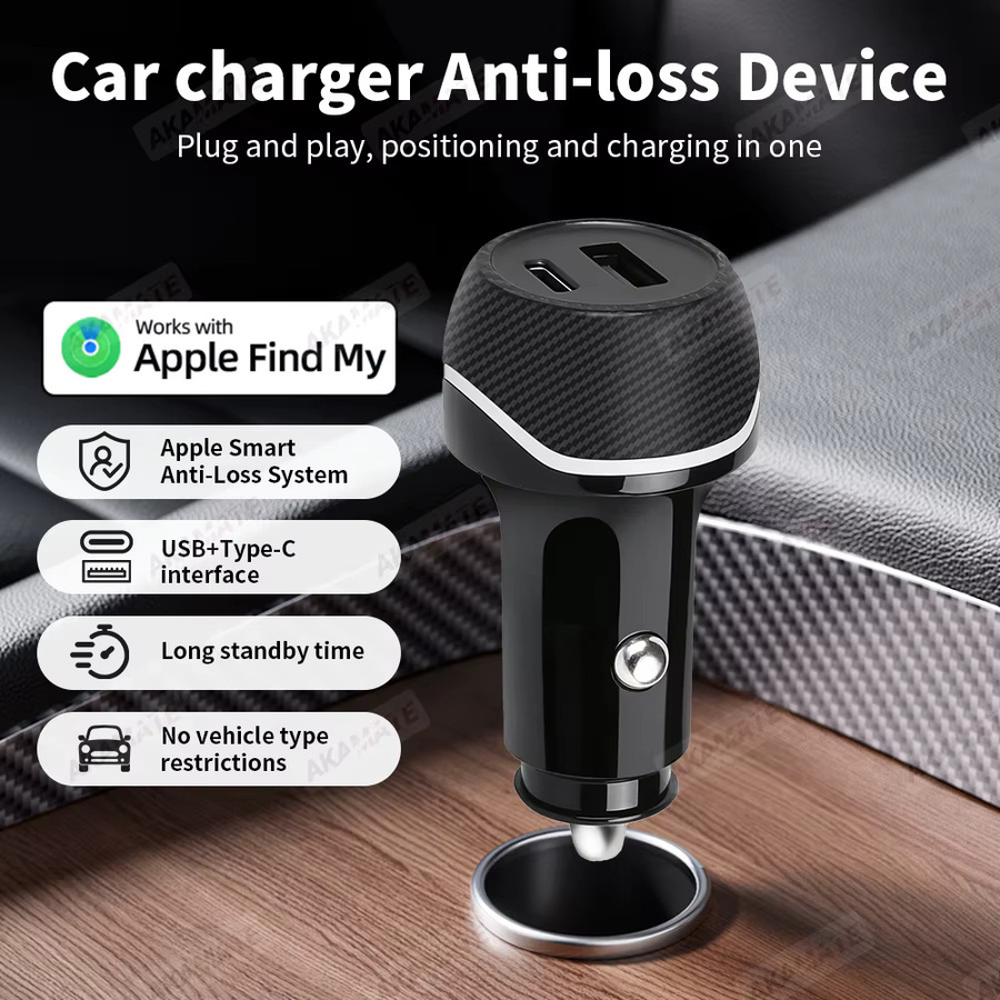 AKAMATE Auto-Ladegerät mit USB-C und GPS-Ortungsgerät für Apple Find My App in Schwarz - Bild 4