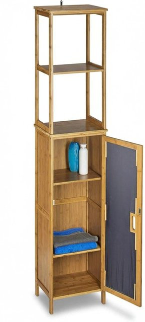 Relaxdays Badregal aus Bambus in Natur, 5 Ablagen, Feuchtigkeitsresistent, H: 170 cm, B: 33,5 cm, T: 28 cm - Bild 1