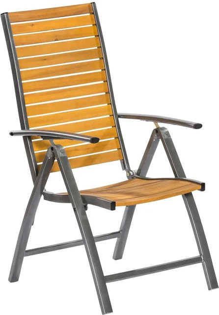 Merxx Klappsessel Santorin aus Akazienholz und Aluminium, grau, B/H/T: 56 x 109 x 62 cm - Bild 1