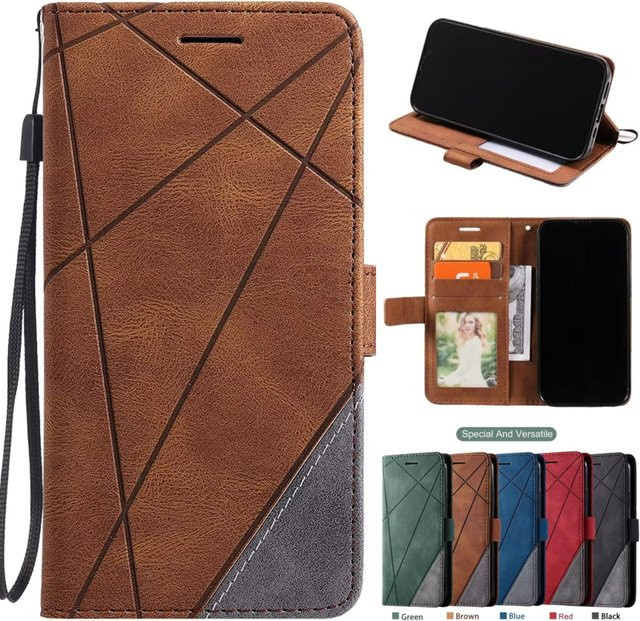 Leder-Flipcase für OPPO in Grün mit Kartenfach und Magnetverschluss - Bild 1