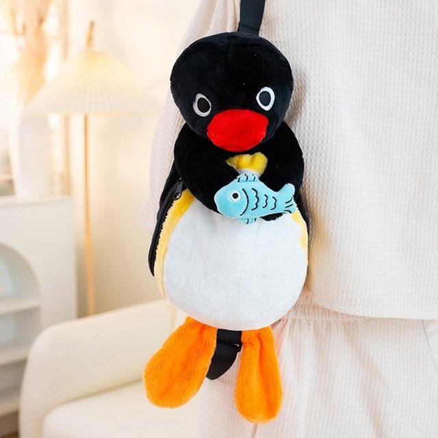 Kidsly Cartoon Pinguin Plüschpuppe Rucksack Brusttasche, ab 14 Jahren - Bild 1