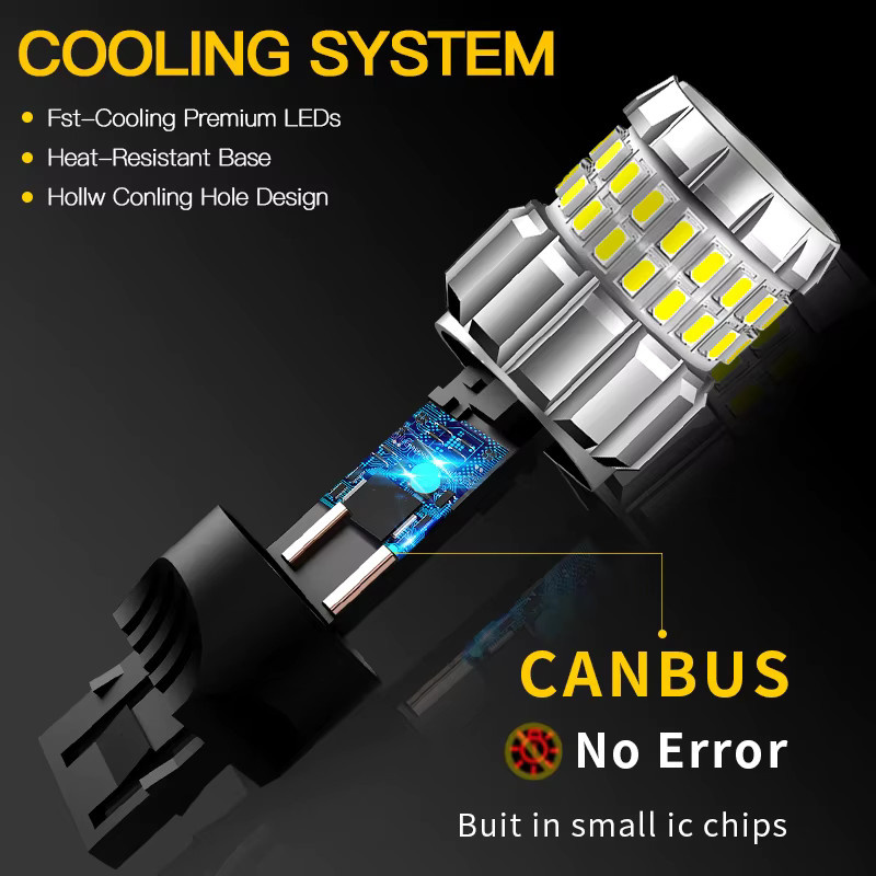 SAARMAT Canbus LED Lampen Set für T25 3157 P27W P27/7 DRL Bremslichter Blinker Nebellichter in Weiß Rot Gelb, 2 Stück - Bild 3