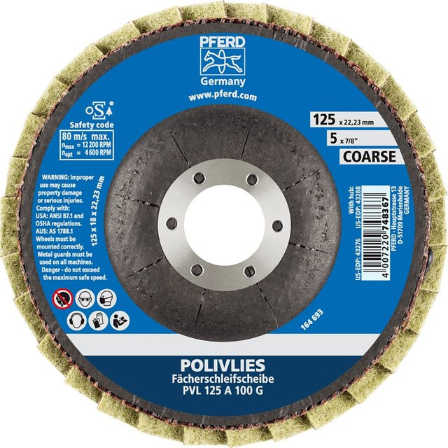 PFERD Vlieswerkzeug PVL für Winkelschleifer, Gelb, Durchmesser: 125 mm, Gewicht: 100 g - Bild 1