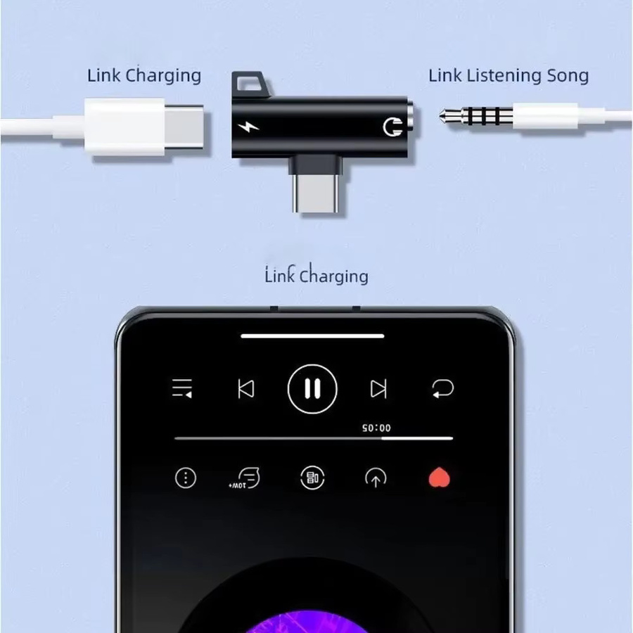 2-in-1 Lightning auf 3,5 mm Klinke Adapter für iPhone 14 13 12 11 X zum gleichzeitigen Laden und Musikhören in Schwarz - Bild 2