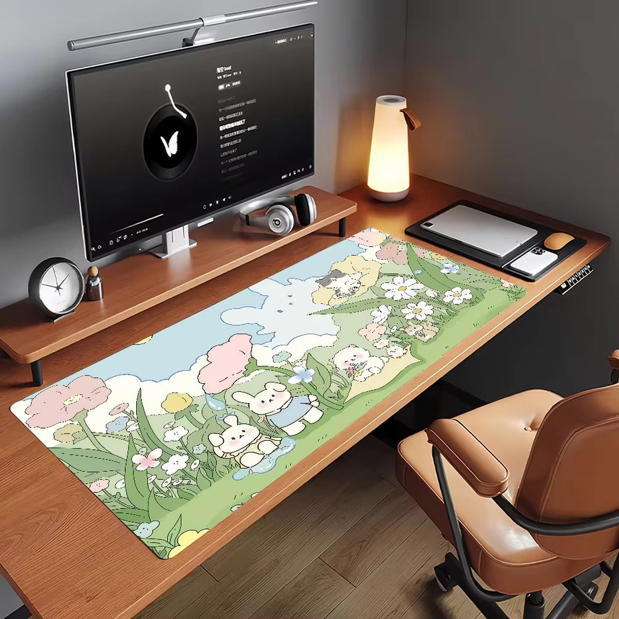 Rutschfestes Anime Mauspad mit rosa Kaninchen Design als Schreibtischunterlage für PC und Laptop in Pink und Multicolour - Bild 5