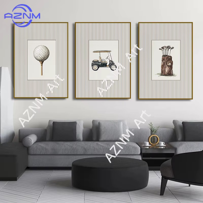 KAYOU Leinwanddruck Teddybär Golf-Motiv Wandkunst Bild in Mehrfarbig für dein Wohnzimmer oder deine Heim-Dekoration - Bild 2