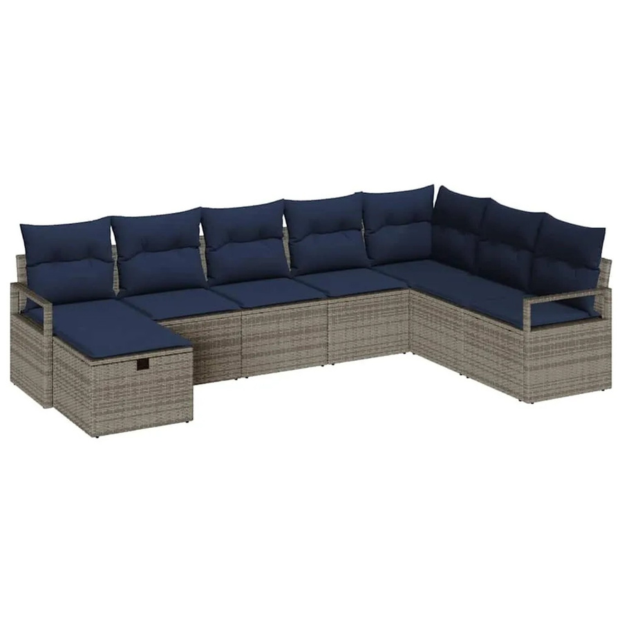 vidaXL Lounge-Sofa Set aus Poly-Rattan in Grau mit Kissen und integriertem Stauraum für Garten und Terrasse - Bild 2