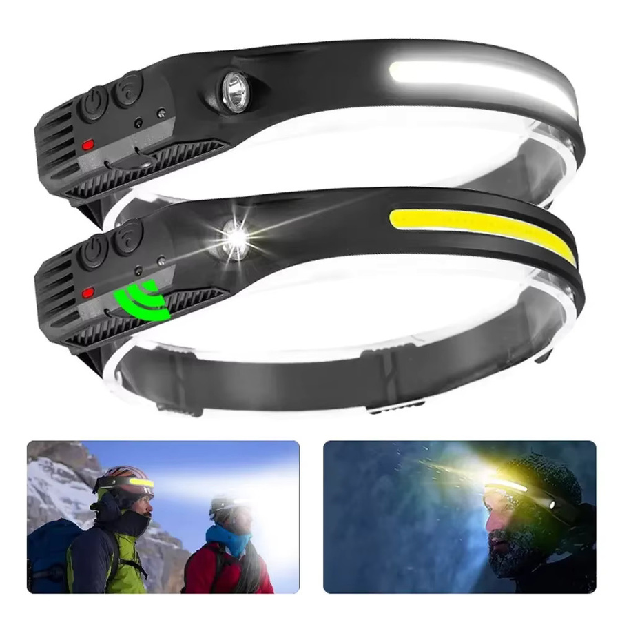 ESMARTER COB LED Stirnlampe mit Bewegungssensor, USB aufladbar, Schwarz - Bild 5
