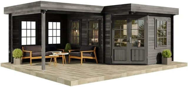 Alpholz Gartenhaus Set Pepe 5-Eck in Grau mit Dacheindeckung und Fußboden B/T: 618 x 462 cm - Bild 1