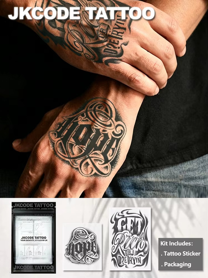 JKCODE TATTOO Semi-Permanentes Tattoo-Set, 2-teilig, Herren - Bild 7