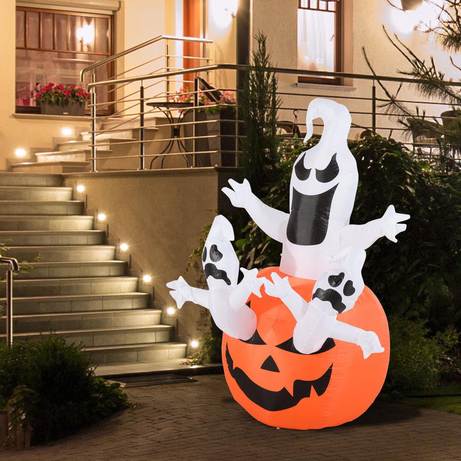 HOMCOM Aufblasbarer Kürbis Geist Halloween Luftfigur mit LED Beleuchtung, H x B x T: 180 x 120 x 120 cm - Bild 2