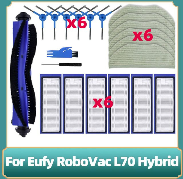 OSSIEAO Ersatzteil-Set für Eufy RoboVac L70 Hybrid mit Hauptwalze, Seitenbürsten, Wischtüchern und HEPA-Filtern - Bild 1