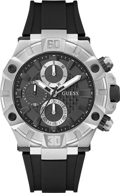 Guess Herrenuhr Ignite, Quarz, Edelstahl, 50 mm, Silikon, Schwarz, 5 ATM - Bild 1
