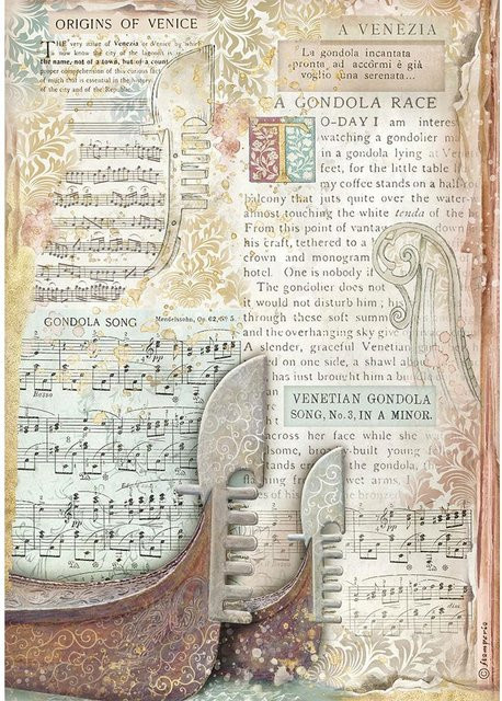 Stamperia Motiv-Strohseide Venice City of Art - Gondola in Multicolor - Bild 1