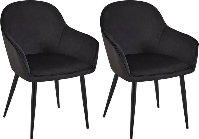 DELUKE GENIM 2er Set Esszimmerstühle aus Samt in Schwarz B/T/H: 60 x 60 x 84 cm - Bild 1