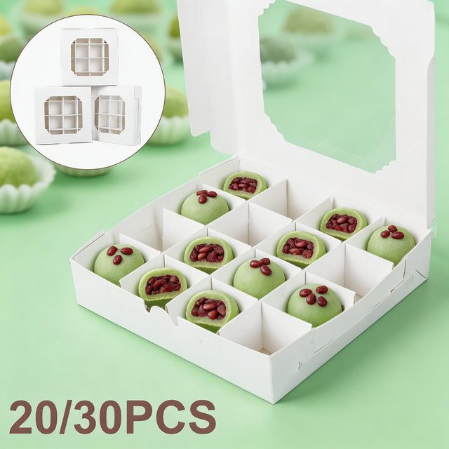20 Stück Cupcake-Boxen mit Klarsichtfenster in Weiß aus Papier und Kunststoff für Partys, Hochzeiten und Bäckereien - Bild 1