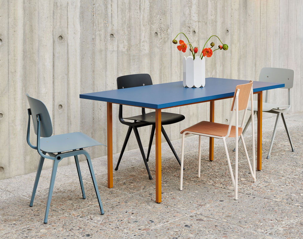 HAY Two Colour Tisch Rechteckig in Blau Multicolour aus Valchromat und Stahlrohr - Bild 2