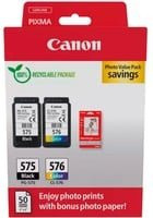 Canon Photo Value Pack PG-575/CL-576 Tintenpatronen und Fotopapier Set in Schwarz und Multicolor - Bild 1