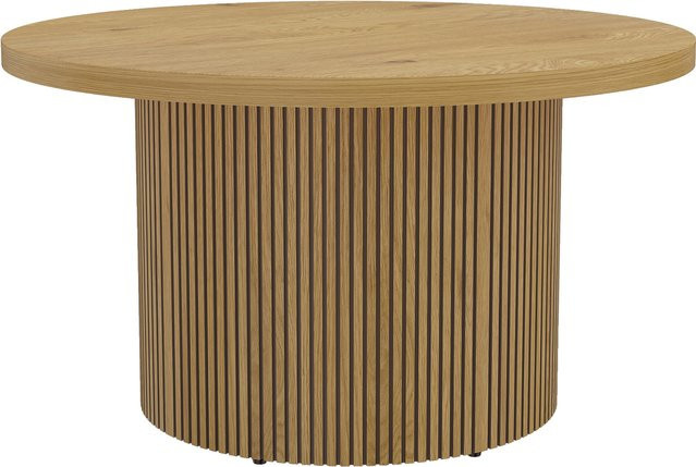 HOMCOM runder Couchtisch in Naturholz-Optik mit geripptem Fuß, moderner Wohnzimmertisch für Wohnzimmer, Schlafzimmer und Büro, Durchmesser: 80 cm, Höhe: 45 cm - Bild 1