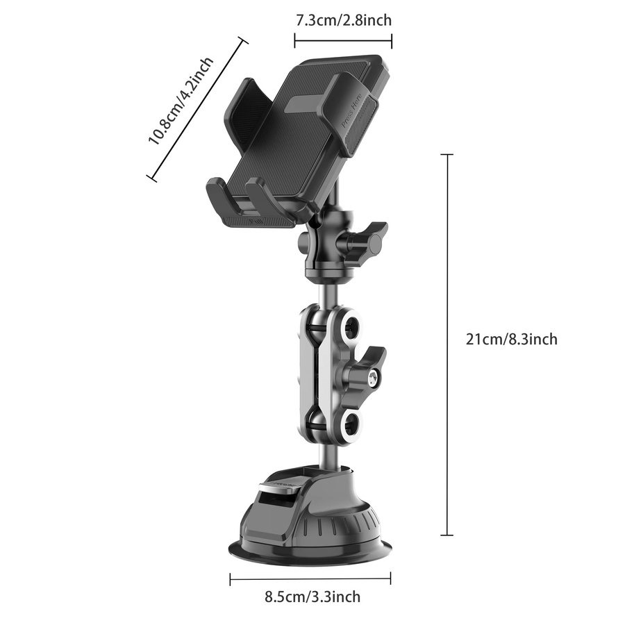 LRBH Universal Magic Arm Auto Telefon Halterung mit Saugnapf für Windschutzscheibe und Fenster, Schwarz - Bild 2