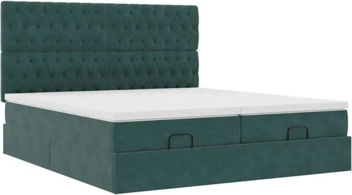 vidaxl Ottoman Polsterbett mit Matratzen und LED in Dunkelgrün aus Samt, B/T/H: 180 x 200 x 118 cm - Bild 1